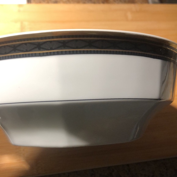 CHRISTOPHER STUART BLACK DRESS OCTAGONAL GOLD TRIM FRUIT DESSERT SAUCE BOWL PLAT - Picture 3 of 12